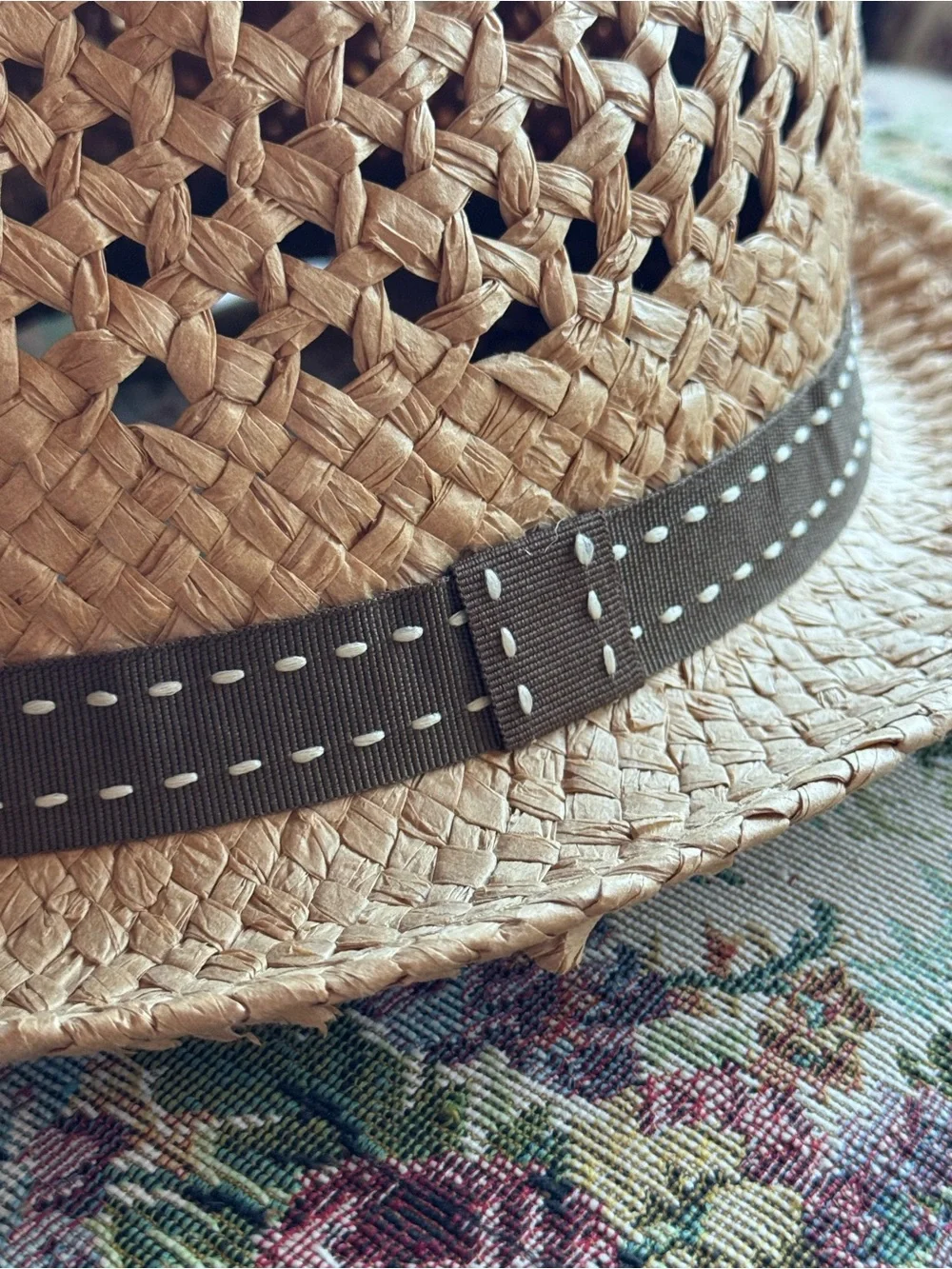 Unisex Something Special Natural Straw Fedora with Brown Band